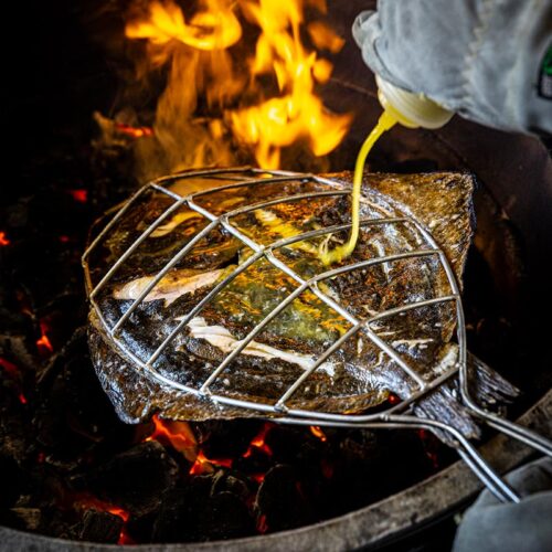 Grilled basque style turbot